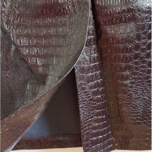 ❌SOLD❌Burgundy Vinyl Croc Long Skirt - Picture 5 of 7